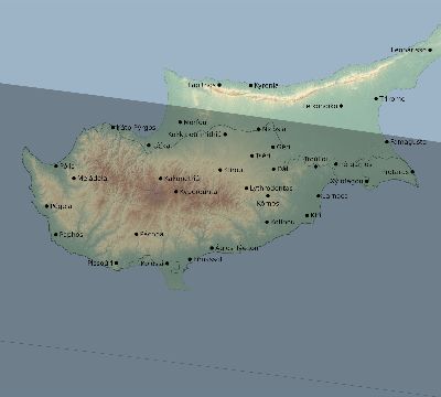 Map of the eclipse path across Cyprus on 09/21/2704