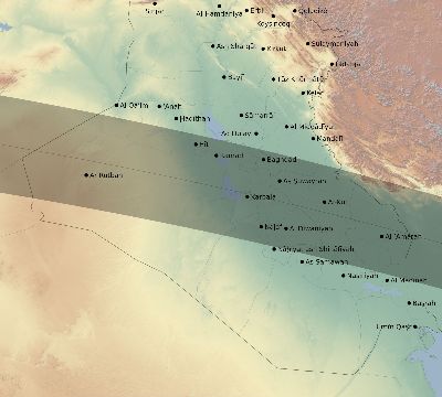 Map of the eclipse path across Iraq on 09/21/2704