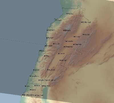 Map of the eclipse path across Lebanon on 09/21/2704