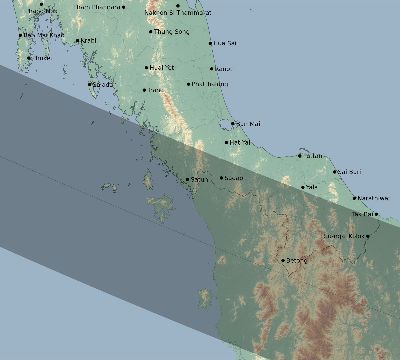Map of the eclipse path across Thailand on 09/21/2704