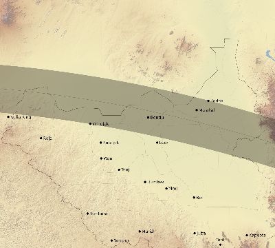 Map of the eclipse path across South Sudan on 07/21/2707