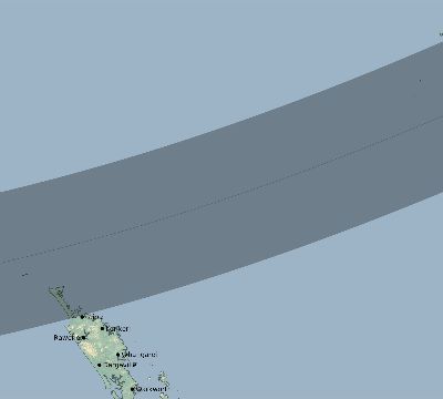 Map of the eclipse path across New Zealand on 01/15/2708