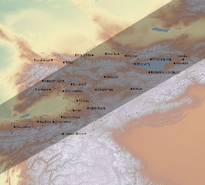 Map of the eclipse path across Kyrgyzstan on 07/10/2708