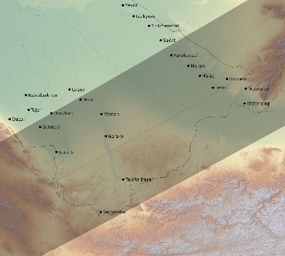 Map of the eclipse path across Turkmenistan on 07/10/2708
