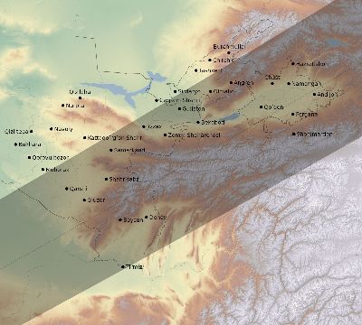Map of the eclipse path across Uzbekistan on 07/10/2708