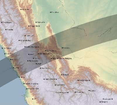 Map of the eclipse path across Peru on 05/20/2710