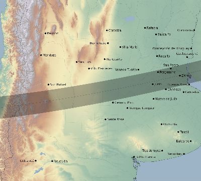 Map of the eclipse path across Argentina on 11/02/2711