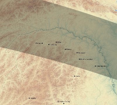 Map of the eclipse path across China on 09/01/2714