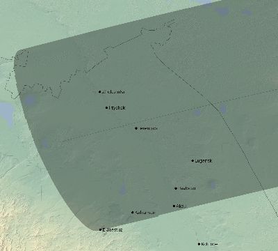 Map of the eclipse path across Kazakhstan on 09/01/2714
