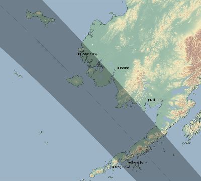 Map of the eclipse path across United States on 07/01/2717