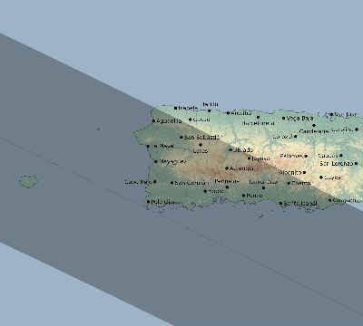 Map of the eclipse path across Puerto Rico on 06/20/2718