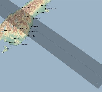 Map of the eclipse path across New Zealand on 06/10/2719