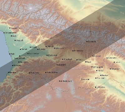 Map of the eclipse path across Georgia on 12/03/2719