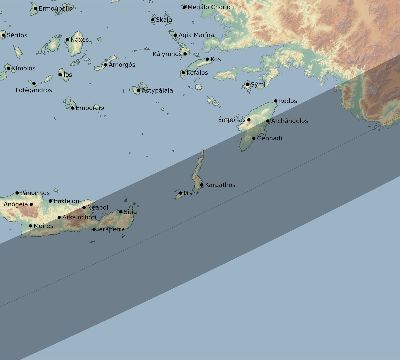 Map of the eclipse path across Greece on 12/03/2719