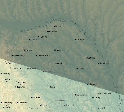 Map of the eclipse path across Romania on 04/18/2721