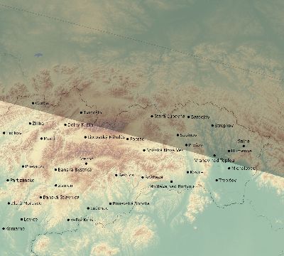 Map of the eclipse path across Slovakia on 04/18/2721