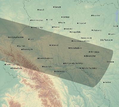 Map of the eclipse path across Ukraine on 04/18/2721