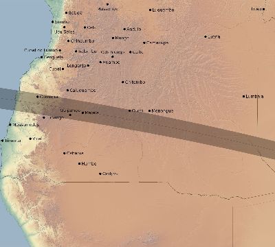 Map of the eclipse path across Angola on 10/13/2721