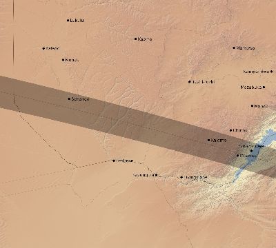 Map of the eclipse path across Zambia on 10/13/2721