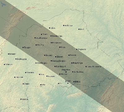 Map of the eclipse path across Burkina Faso on 10/02/2722