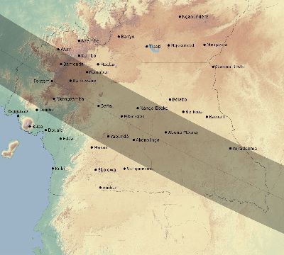 Map of the eclipse path across Cameroon on 10/02/2722