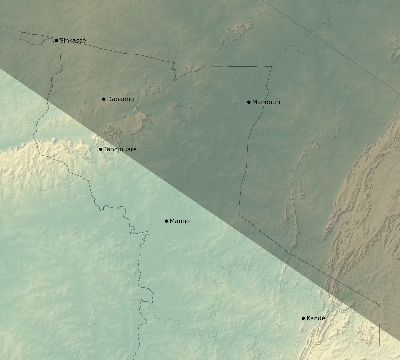 Map of the eclipse path across Togo on 10/02/2722