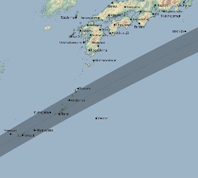 Map of the eclipse path across Japan on 02/05/2725