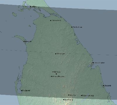 Map of the eclipse path across Sri Lanka on 02/05/2725