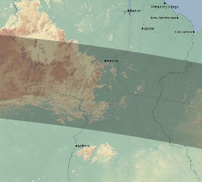 Map of the eclipse path across Guyana on 07/31/2725