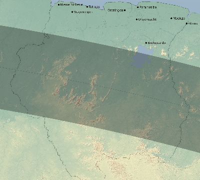 Map of the eclipse path across Suriname on 07/31/2725