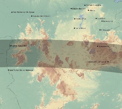 Map of the eclipse path across Venezuela on 07/31/2725
