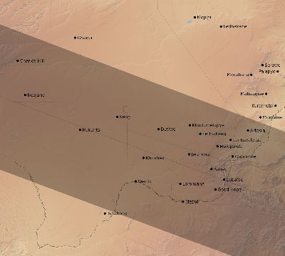 Map of the eclipse path across Botswana on 01/25/2726