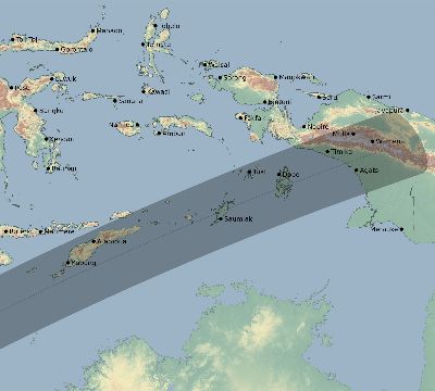 Map of the eclipse path across Indonesia on 01/25/2726