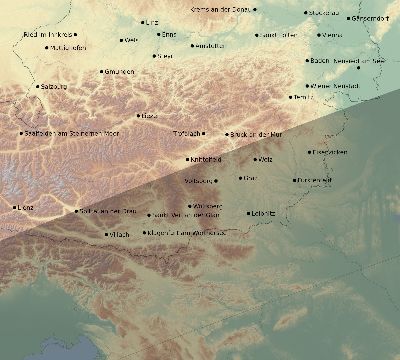 Map of the eclipse path across Austria on 07/21/2726