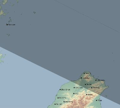 Map of the eclipse path across Taiwan on 07/21/2726