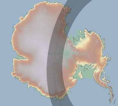 Map of the eclipse path across Antarctica on 01/14/2727