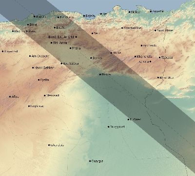 Map of the eclipse path across Algeria on 11/23/2728