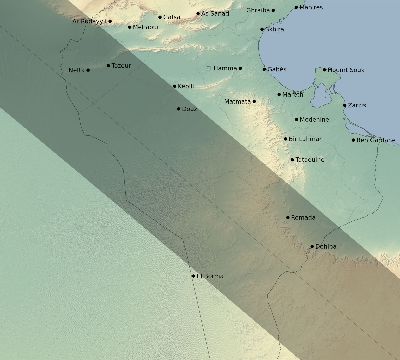Map of the eclipse path across Tunisia on 11/23/2728