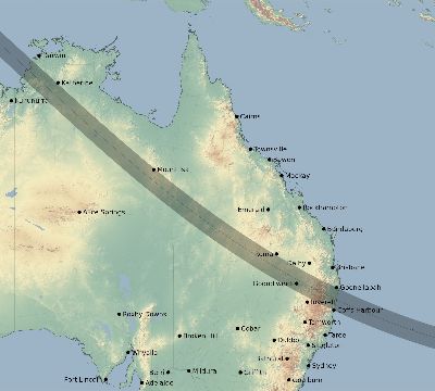 Map of the eclipse path across Australia on 11/13/2729