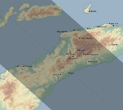 Map of the eclipse path across Timor-Leste on 11/13/2729