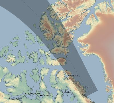 Map of the eclipse path across Canada on 05/09/2730