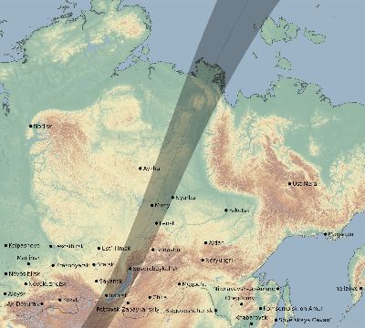 Map of the eclipse path across Russia on 05/09/2730