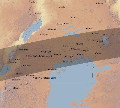 Map of the eclipse path across Uganda on 03/18/2732
