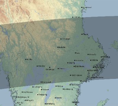 Map of the eclipse path across Sweden on 09/11/2732
