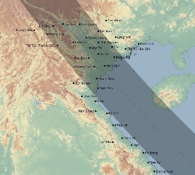 Map of the eclipse path across Vietnam on 09/11/2732