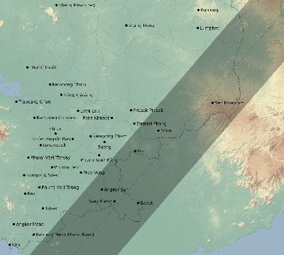 Map of the eclipse path across Cambodia on 03/08/2733