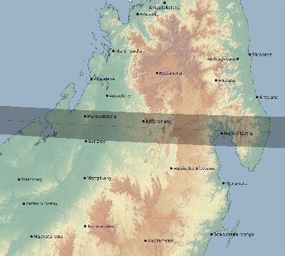 Map of the eclipse path across Madagascar on 03/08/2733