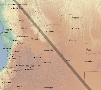 Map of the eclipse path across Angola on 08/31/2733