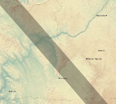 Map of the eclipse path across DR Congo on 08/31/2733