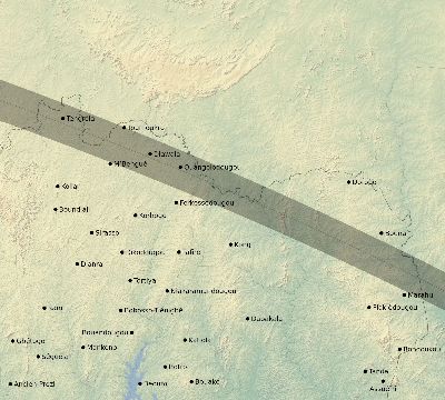 Map of the eclipse path across Côte d'Ivoire (Ivory Coast) on 08/31/2733